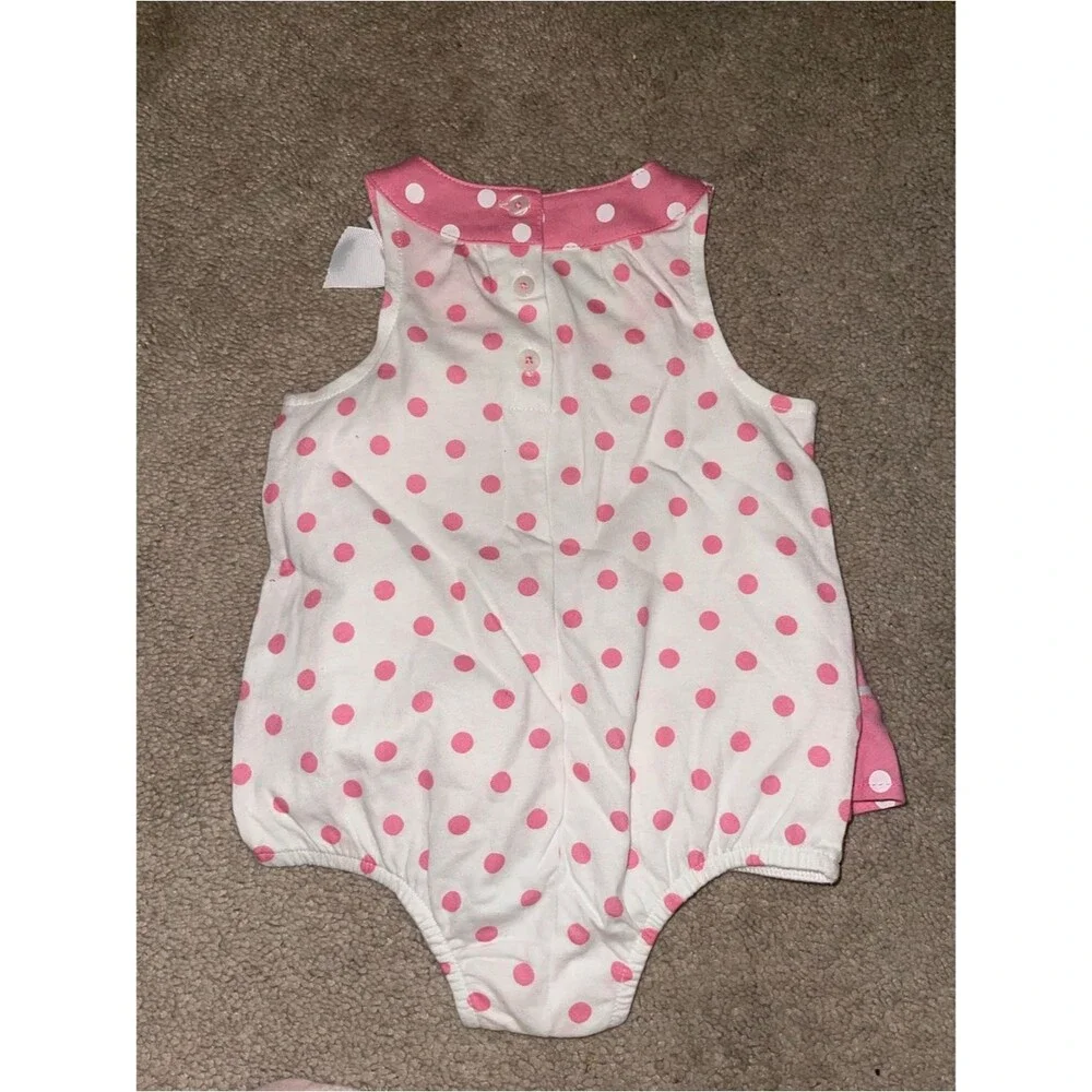 Pink Polka Dot Baby Romper with White Bow